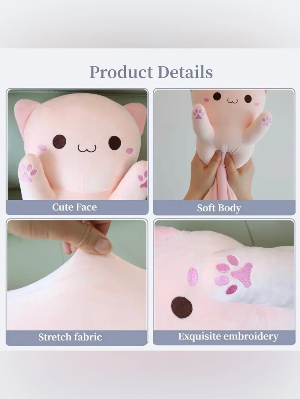 Long Cat Plush Toy – Ultra Soft Cat Plush Pillow Stuffed Animal 35”